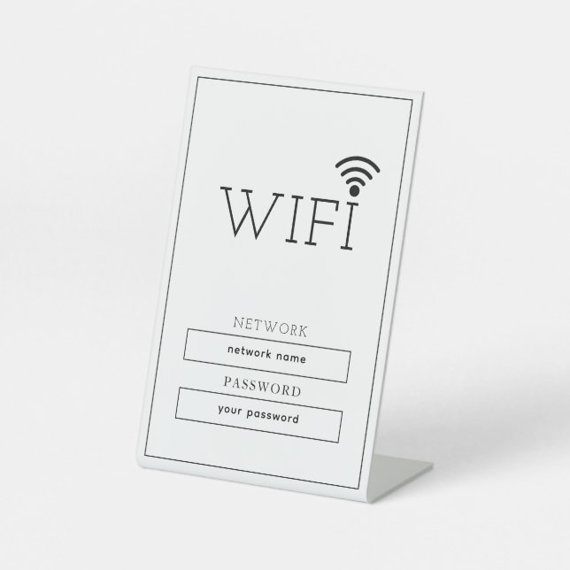  Simple Business Wifi Password and Network Pedestal Sign (Front)