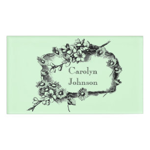 Simple But Elegant Floral Name Frame Design Tag