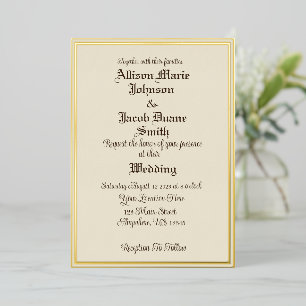 Simple But Elegant Gold Framed Foil Invitation