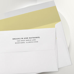 Simple Butter Yellow Return Address Lined Envelope