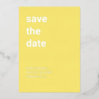 Simple Butter Yellow Save the Date Foil Invitation