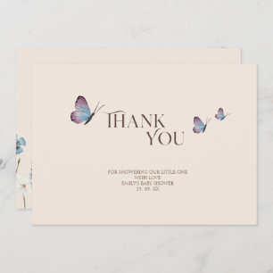 Simple Butterflies & Wildflowers Baby Shower Thank You Card