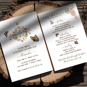 Simple Butterfly Groovy Art Bachelorette Weekend Invitation