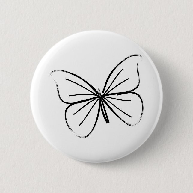 Simple Butterfly Line Drawing 6 Cm Round Badge (Front)
