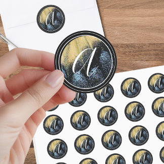 Simple Butterfly Wing Yellow and Blue Classic Round Sticker