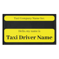 Simple Cab Taxi Driver Name Plate Black and Yellow