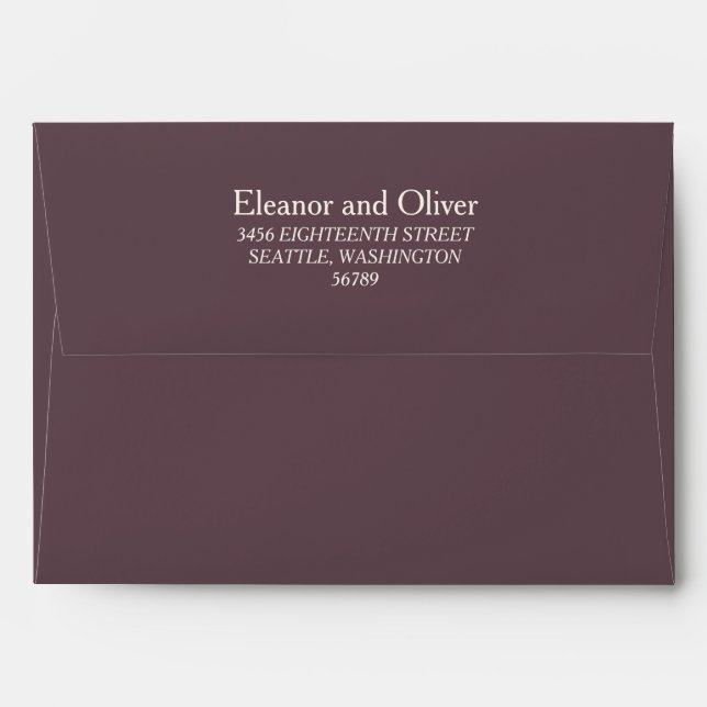Simple Cabernet Wine Classy Wedding Return Address Envelope (Back (Top Flap))