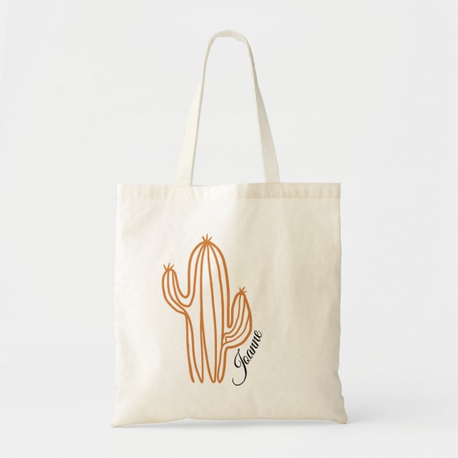 Simple Cactus Desert Custom Name  Tote Bag (Front)