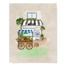 Simple Café with Cake Cart – Warm and Elegant