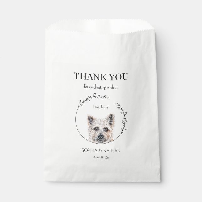Simple Cairn Terrier Wedding Thank You Favour Bag (Front)