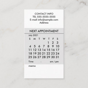 Simple calendar July 2021 Business Card