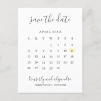 Simple Calendar Pastel Yellow Heart Save the Date