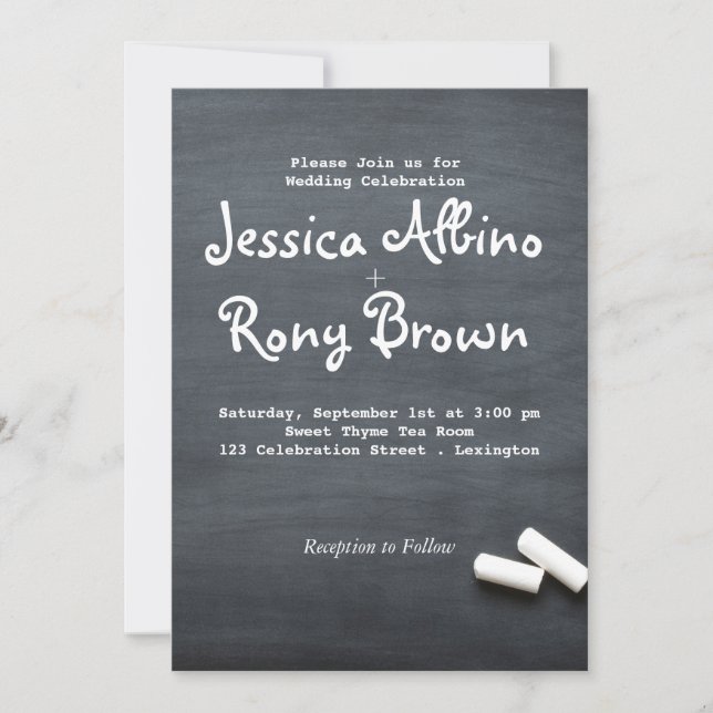 Simple Calkboard Wedding Invitation (Front)