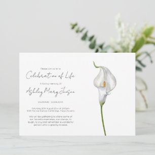 Simple Calla Lily Celebration of Life Funeral Invitation