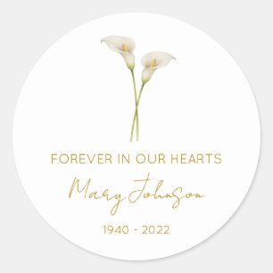 Simple Calla Lily Memorial  Classic Round Sticker