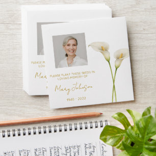 Simple Calla Lily Photo Funeral Seed Envelope