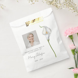 Simple Calla lily Photo Funeral Seed Favour Bags