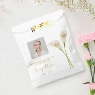 Simple Calla lily Photo Funeral Seed Favour Bags