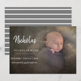 Simple Calligraphy Baby Announcement