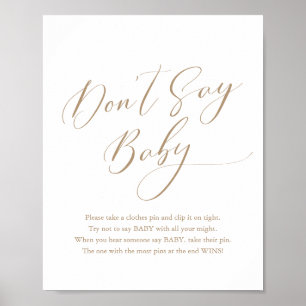 Simple Calligraphy Baby Shower Don't Say Baby Post Poster