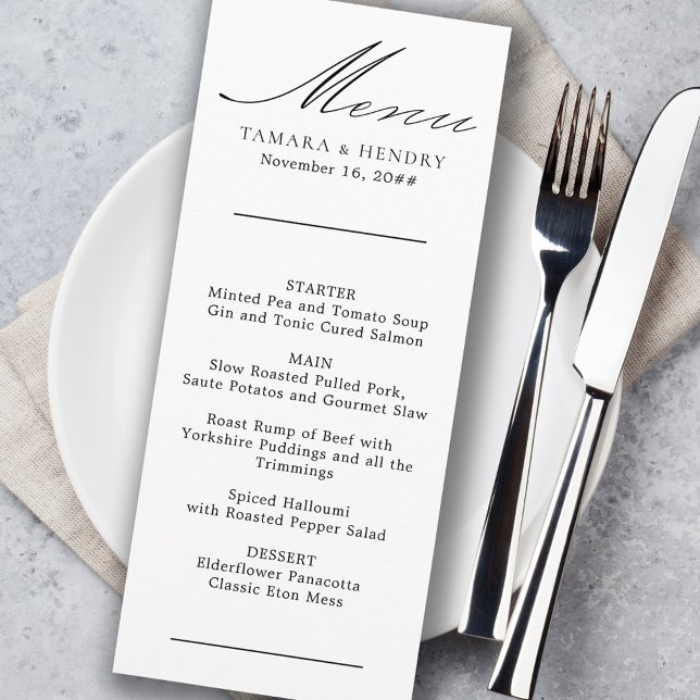 Simple Calligraphy Black and White Wedding Menu (Creator Uploaded)
