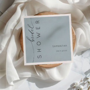 Simple Calligraphy Dusty Blue  Bridal Shower Napkin
