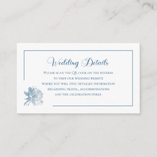 Simple Calligraphy Dusty Blue QR Info Wedding Enclosure Card