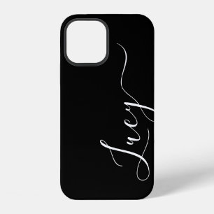 Simple Calligraphy Font Custom Name Black White iPhone 12 Case