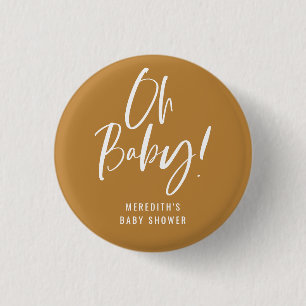 Simple Calligraphy Gender Neutral Baby Shower 3 Cm Round Badge