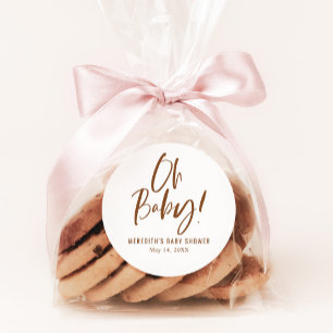 Simple Calligraphy Gender Neutral Baby Shower Classic Round Sticker
