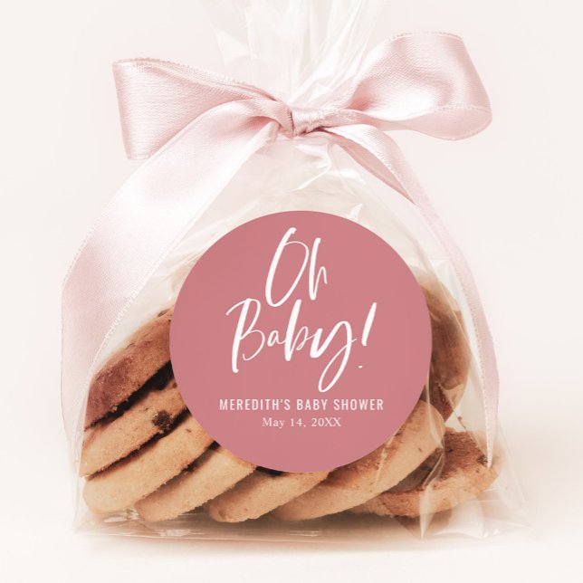 Simple Calligraphy Gender Neutral Baby Shower Classic Round Sticker (Creator Uploaded)