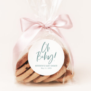 Simple Calligraphy Gender Neutral Baby Shower Classic Round Sticker