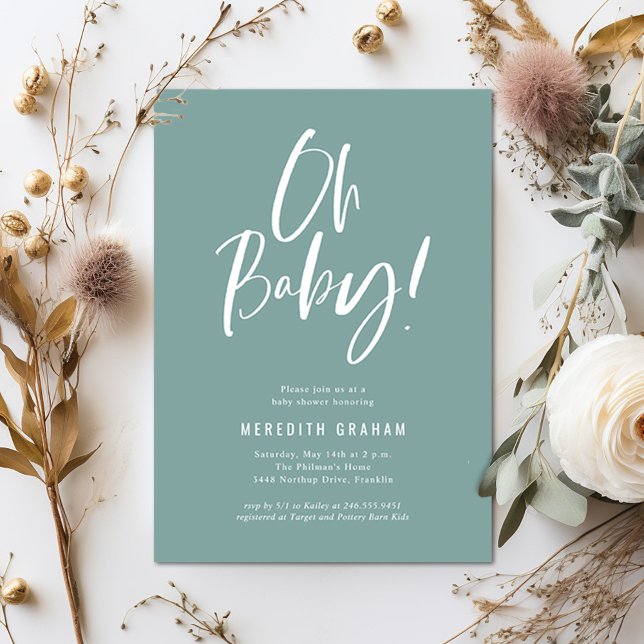 Simple Calligraphy Gender Neutral Baby Shower Invitation (Creator Uploaded)