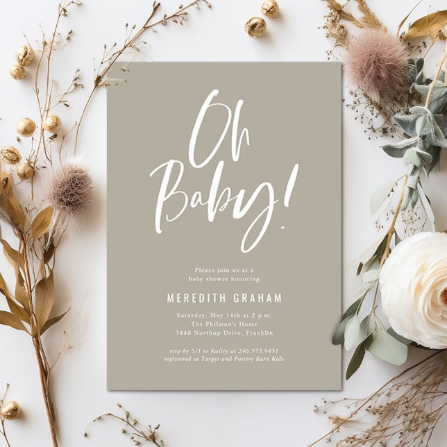 Simple Calligraphy Gender Neutral Baby Shower Invitation (Creator Uploaded)