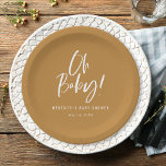 Simple Calligraphy Gender Neutral Baby Shower Paper Plate<br><div class="desc">Simple Calligraphy Gender Neutral Baby Shower paper plates features a fun and modern calligraphy on bold,  solid colours.</div>