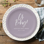 Simple Calligraphy Gender Neutral Baby Shower Paper Plate<br><div class="desc">Simple Calligraphy Gender Neutral Baby Shower paper plates features a fun and modern calligraphy on bold,  solid colours.</div>