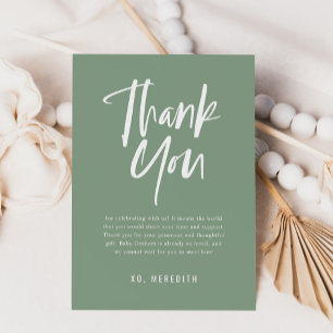 Simple Calligraphy Gender Neutral Baby Shower Thank You Card