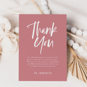 Simple Calligraphy Gender Neutral Baby Shower Thank You Card
