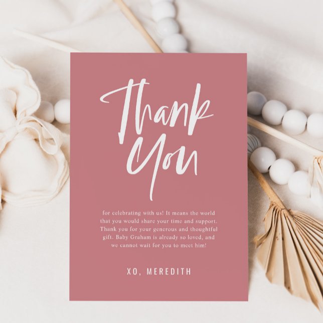 Simple Calligraphy Gender Neutral Baby Shower Thank You Card (Creator Uploaded)