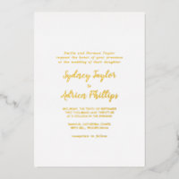 Simple Calligraphy Gold Back Formal Wedding Gold 