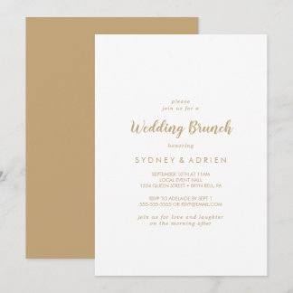 Simple Calligraphy|Gold Back Wedding Brunch Invitation