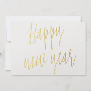 Simple calligraphy gold "Happy new year Holiday Card