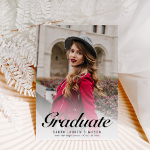 Simple calligraphy graduation announcement