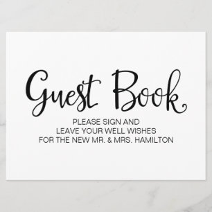 Simple Calligraphy "Guest Book" Wedding sign Invitation