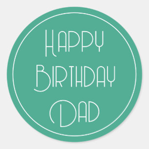Simple Calligraphy Happy Birthday Dad Green Classic Round Sticker