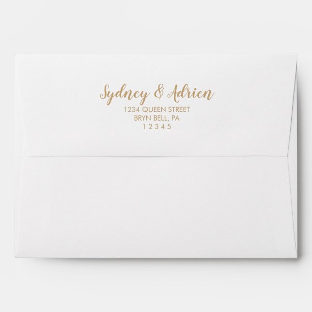 Simple Calligraphy in Gold Wedding Invitation Envelope (Back (Top Flap))