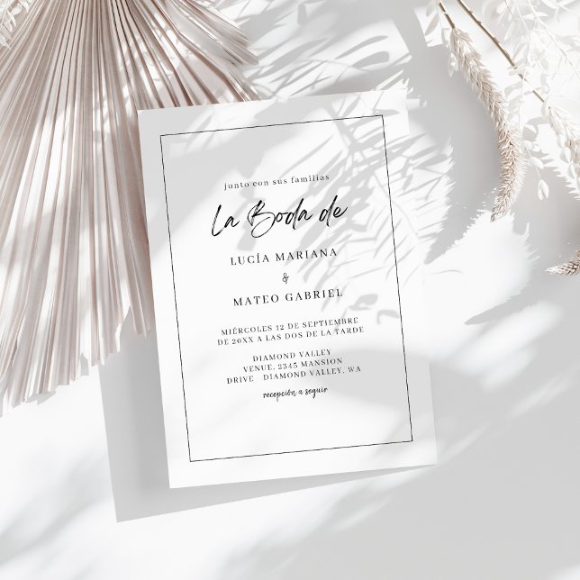 Simple Calligraphy La Boda De Spanish Wedding Invitation (Creator Uploaded)