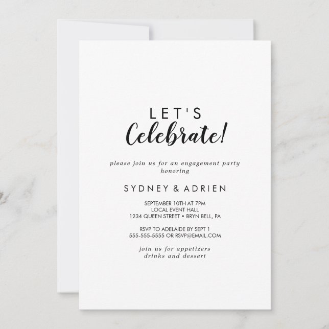 Simple Calligraphy Let's Celebrate Party Invitation (Front)