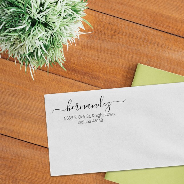 Simple Calligraphy Lettering Return Address Rubber Stamp (Creator Uploaded)