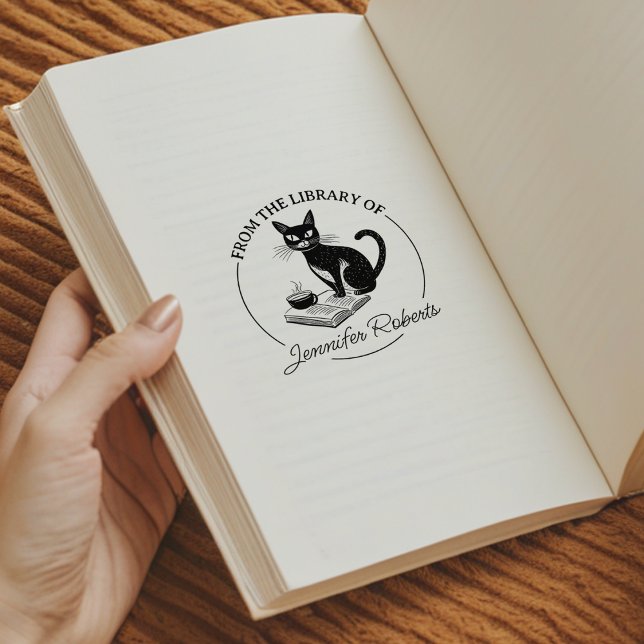 Simple Calligraphy, Library Cat Book  Rubber Stamp (Creator Uploaded)
